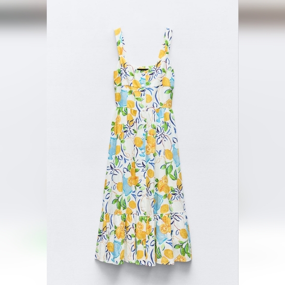 BNWT! Zara linen blend printed midi dress - Picture 8 of 14